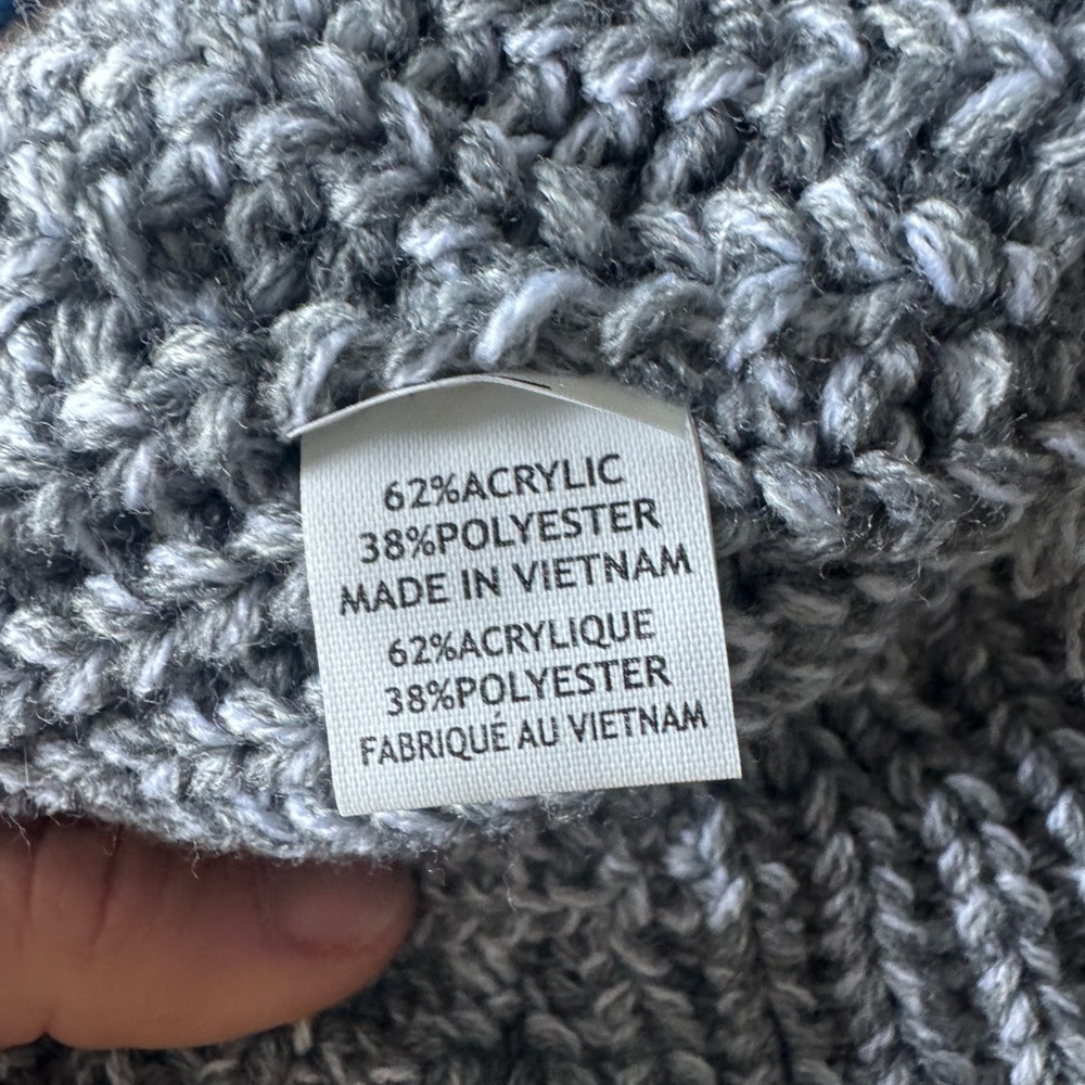 “Let’s Go Beach Combing” Gray Knit Beanie with Embroidered Design - Picture 5 of 6
